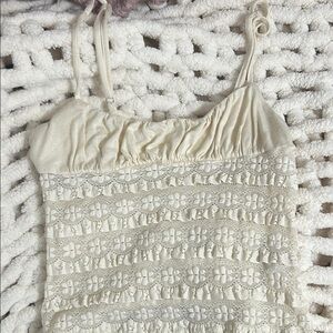 Elegant Cream/yellow Lace Women's Top